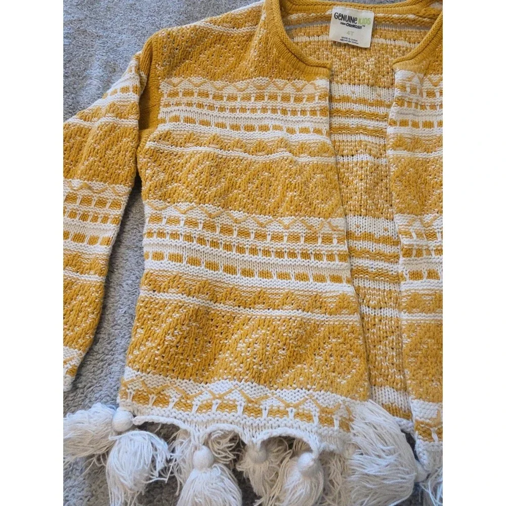 Genuine Kids Oshkosh 4t Mustard Yellow Cardigan With‎ Tassels